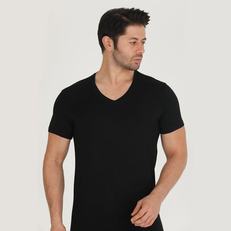 Half Sleeves V Neck Lycra  ( 96% Cotton 4% Elastin )