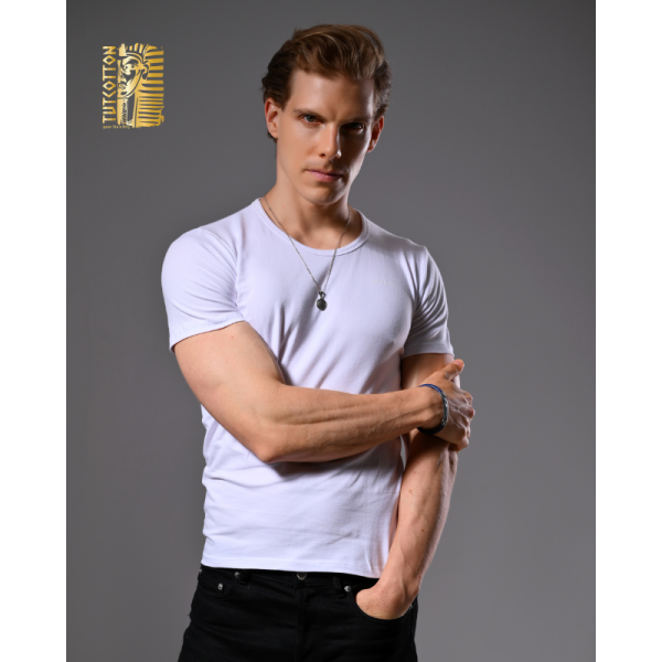 Tut Cottons half sleeve round neck undershirt made from premium 100% Egyptian cotton – soft, breathable, and stylish.